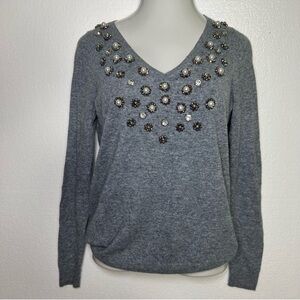 Boden wool cashmere blend grey embellished beaded sweater size 4 great condition